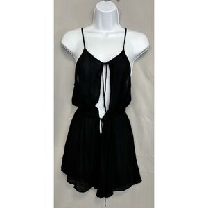 Free People Intimately Black‎ Slip Romper Sz Small Tie Front